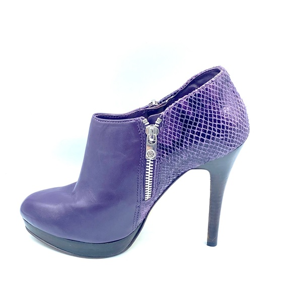 Michael by Michael Korrs | Purple Snakeskin Heeled Ankle Booties - Picture 12 of 13